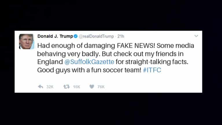 Donald Trump Tweets his admiration for Suffolk Gazette journalism