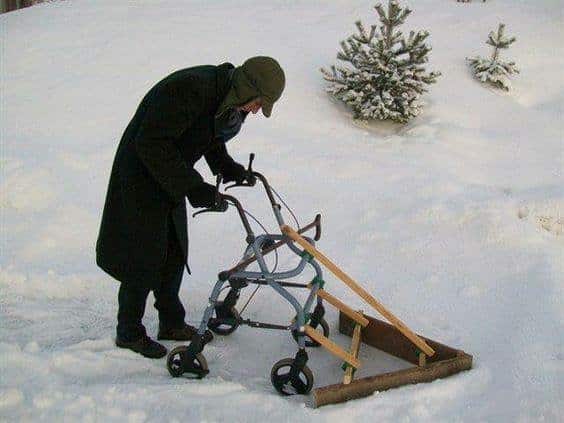 elderly snow plough