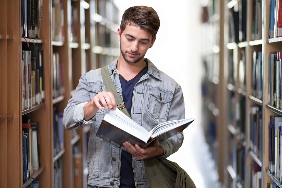 A student using learning resources