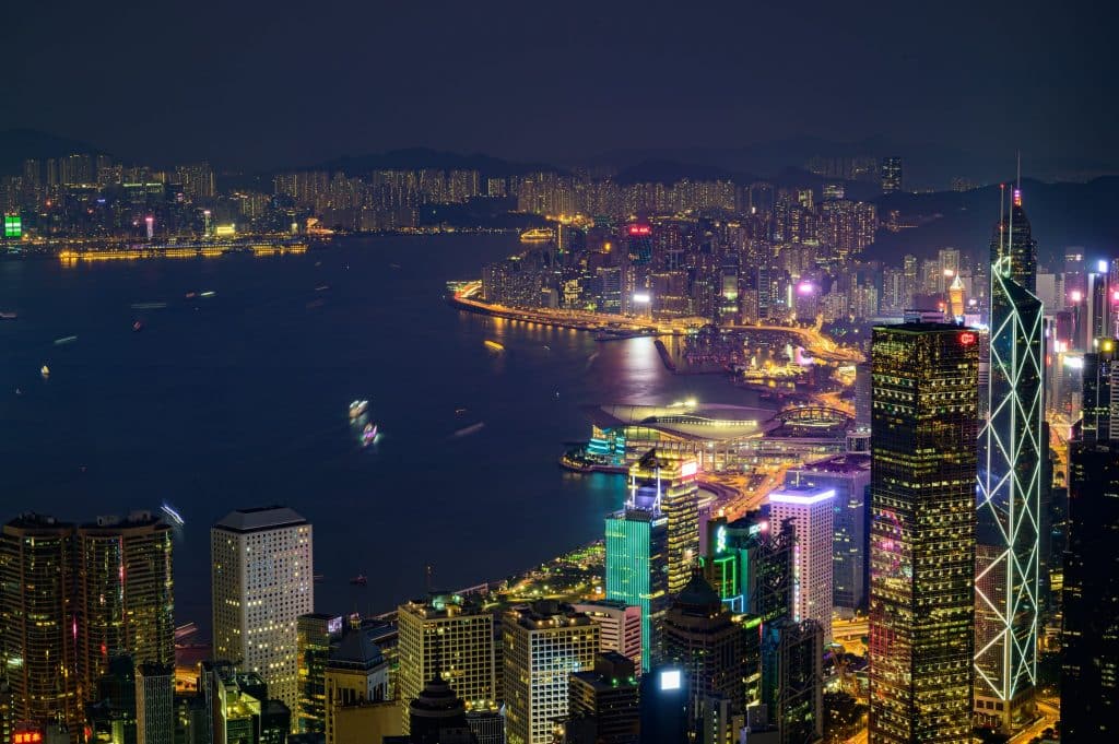 The future night-time view of Hong Kong from the Suffolk coast