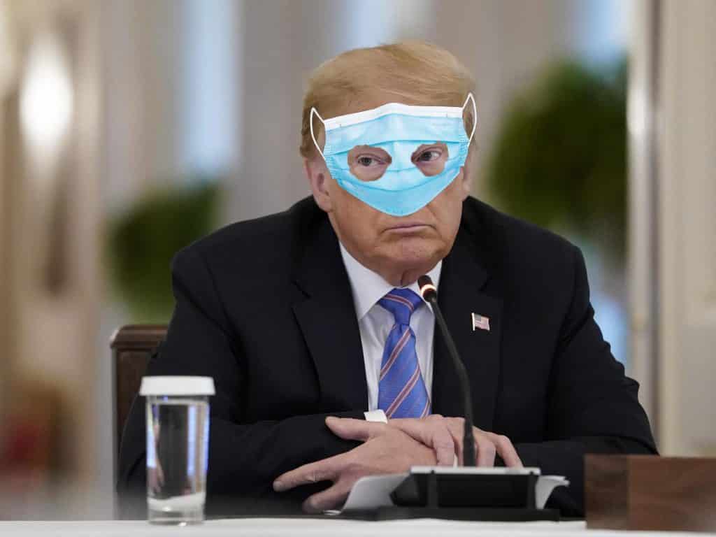 Donald Trump wearing a face mask like the Lone Ranger