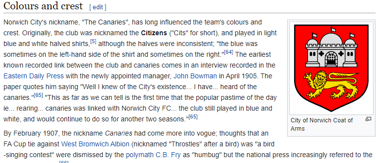 Norwich City Wikipedia page