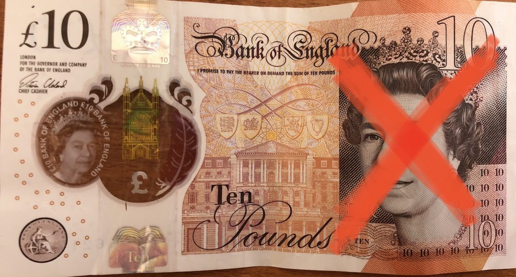 Queen removed from £10 notes