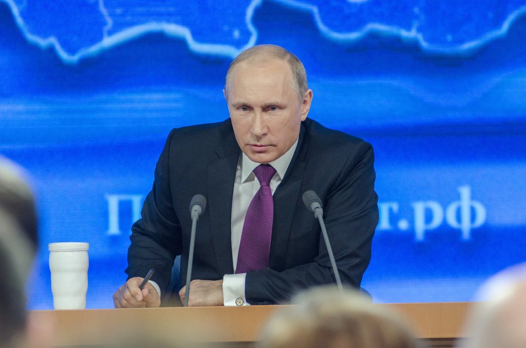 Vladimir Putin celebrates his landslide victory in Dictator's Got Talent