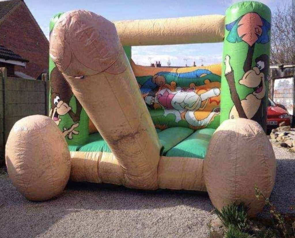 coc’n’nuts bouncy castle fit for a king dong