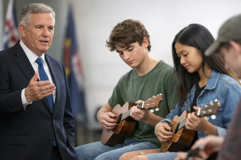 PM Burnham Orders Jobless Teens to Learn Ukulele