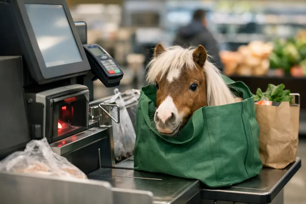 Self-Checkout Says Customer Has Pony in Bag