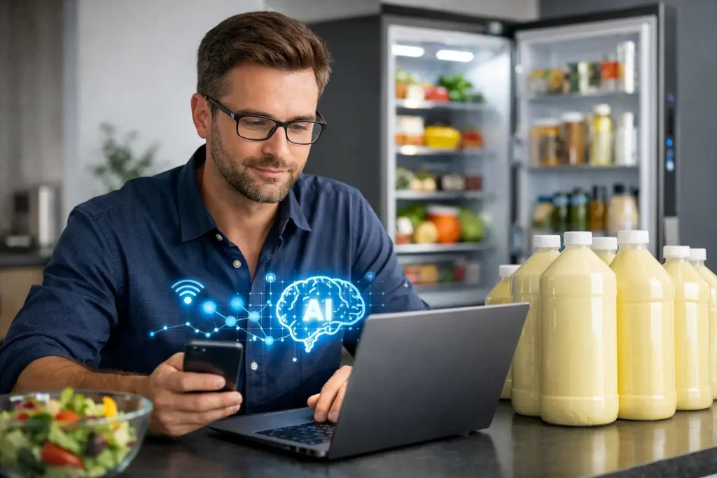 Tech Genius Links AI Fridge, Orders 400 Litres Salad Cream